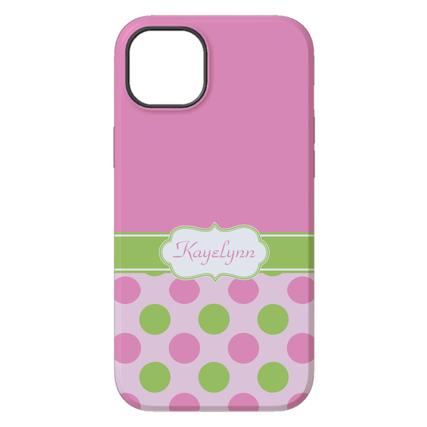Pink & Green Dots iPhone 14 Plus Tough Case - Back