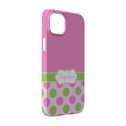 Pink & Green Dots iPhone Case - Plastic - iPhone 14 Pro (Personalized)