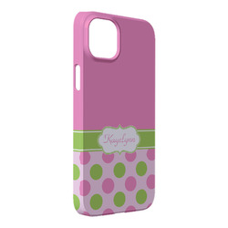 Pink & Green Dots iPhone Case - Plastic - iPhone 14 Pro Max (Personalized)