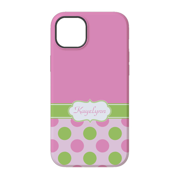 Pink & Green Dots iPhone 14 Pro Tough Case - Back
