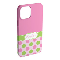 Pink & Green Dots iPhone Case - Plastic - iPhone 15 Plus (Personalized)