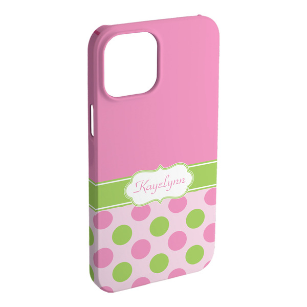 Custom Pink & Green Dots iPhone Case - Plastic - iPhone 15 Plus (Personalized)