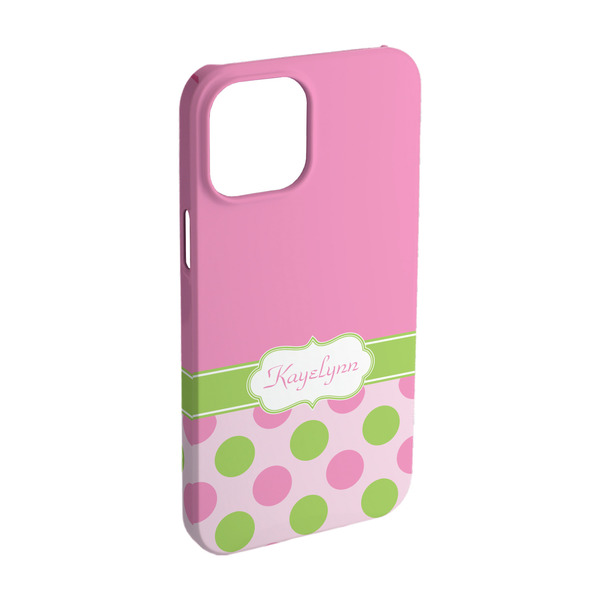 Custom Pink & Green Dots iPhone Case - Plastic - iPhone 15 Pro (Personalized)