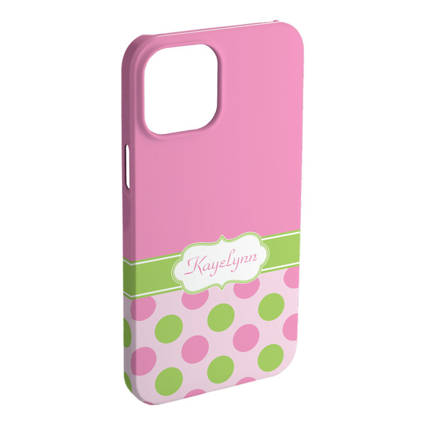 Custom Pink & Green Dots iPhone Case - Plastic (Personalized)