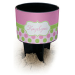 Pink & Green Dots Black Beach Spiker Drink Holder (Personalized)