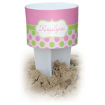 Pink & Green Dots White Beach Spiker Drink Holder (Personalized)