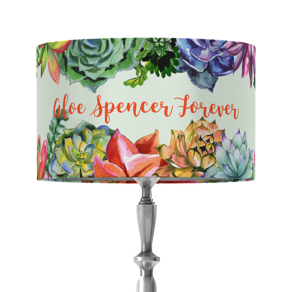 Custom Succulents 12" Drum Lamp Shade - Fabric (Personalized)