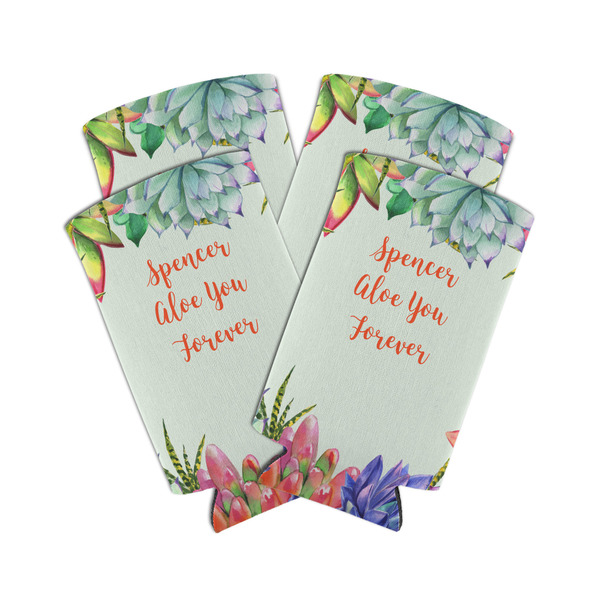 Custom Succulents Can Cooler (tall 12 oz) - Set of 4 (Personalized)