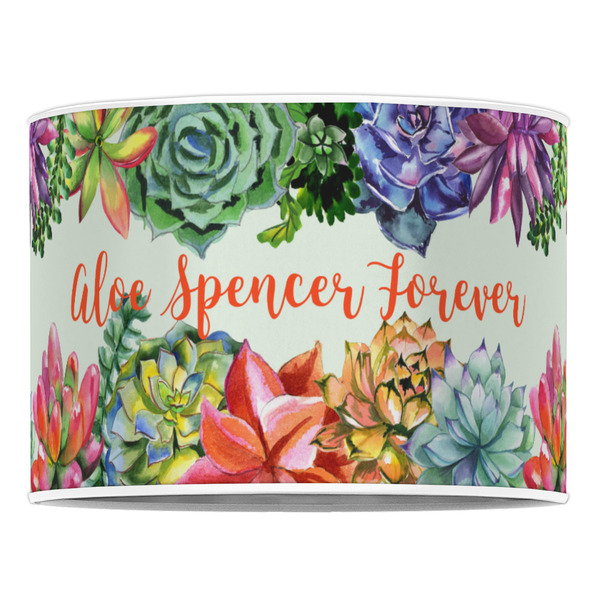 Succulents 16" Drum Lampshade - FRONT (Poly Film)