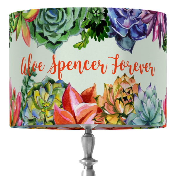 Custom Succulents 16" Drum Lamp Shade - Fabric (Personalized)