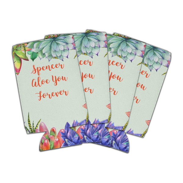 Custom Succulents Can Cooler (16 oz) - Set of 4 (Personalized)