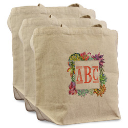 Succulents Reusable Cotton Grocery Bags - Set of 3 (Personalized)