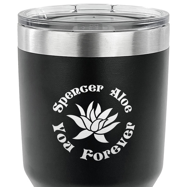 Succulents 30 oz Stainless Steel Ringneck Tumbler - Black - CLOSE UP