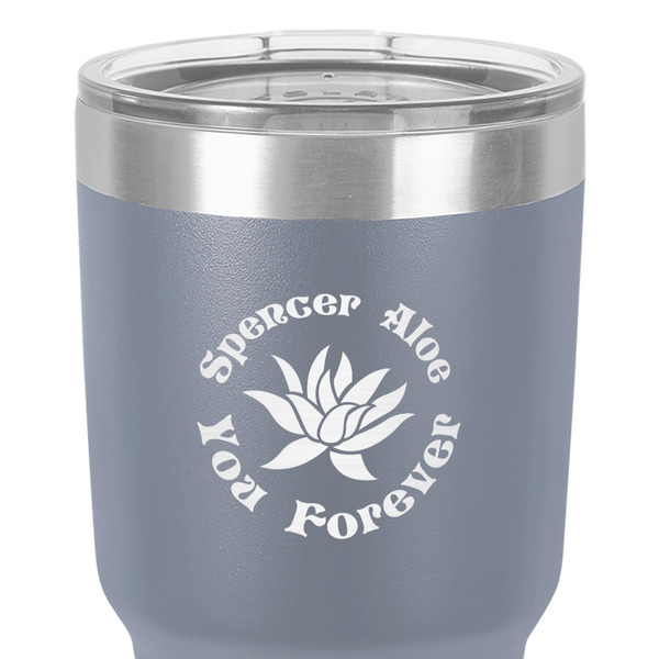 Succulents 30 oz Stainless Steel Ringneck Tumbler - Grey - Close Up