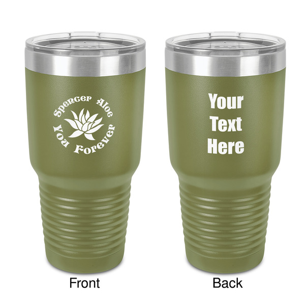 Custom Succulents 30 oz Stainless Steel Tumbler - Olive - Double-Sided (Personalized)