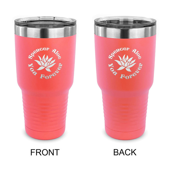 Custom Succulents 30 oz Stainless Steel Tumbler - Coral - Double Sided (Personalized)