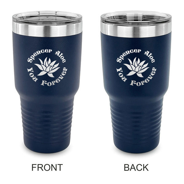 Custom Succulents 30 oz Stainless Steel Tumbler - Navy - Double Sided (Personalized)