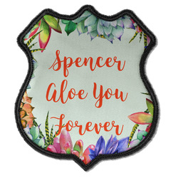 Succulents Iron On Shield Patch C w/ Name or Text