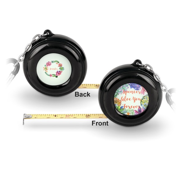 Succulents 6-Ft Pocket Tape Measure with Carabiner Hook - Front and Back