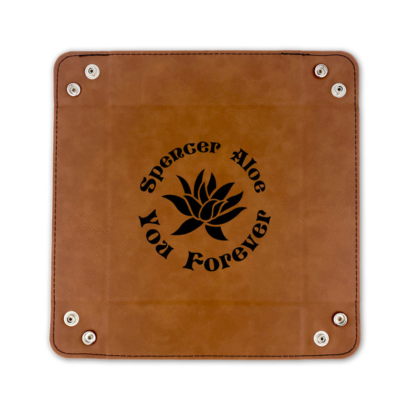 Succulents 6" x 6" Leatherette Snap Up Tray - FLAT FRONT