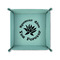 Succulents 6" x 6" Teal Leatherette Snap Up Tray - FOLDED UP