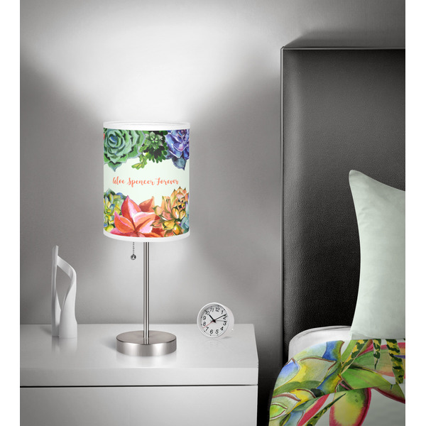 Succulents 7 inch drum lamp shade - in room