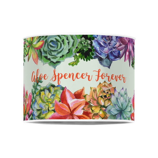 Succulents 8" Drum Lampshade - FRONT (Poly Film)