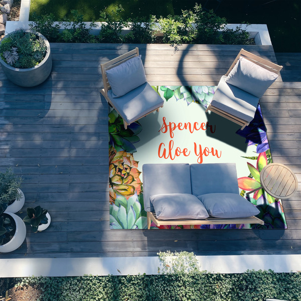 Succulents 8'x10' Patio Rug - In context