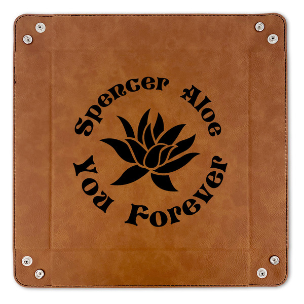 Succulents 9" x 9" Leatherette Snap Up Tray - APPROVAL (FLAT)