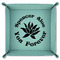 Succulents 9" x 9" Teal Leatherette Snap Up Tray - FOLDED