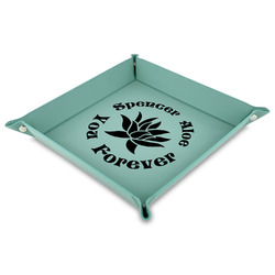 Succulents 9" x 9" Teal Faux Leather Valet Tray (Personalized)