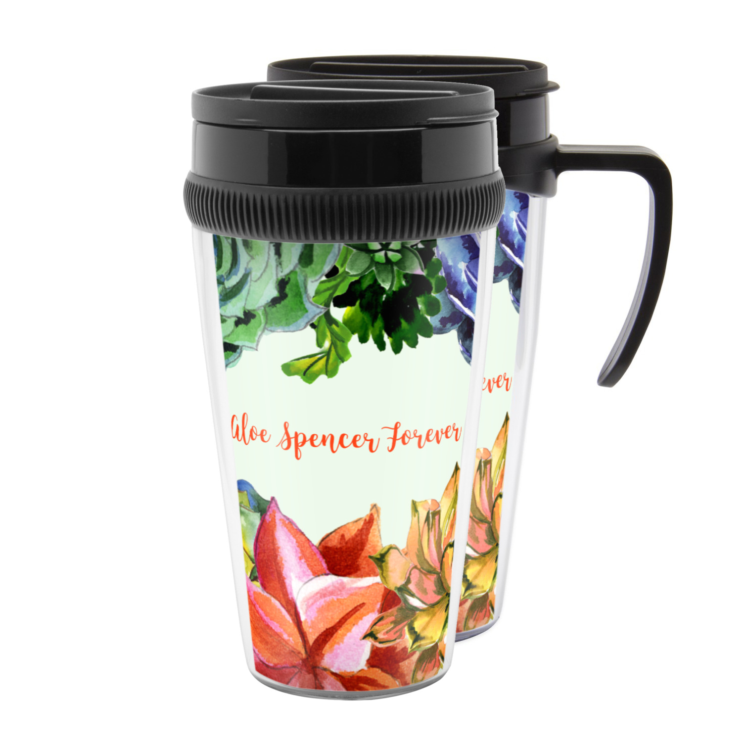 Succulents Acrylic Travel Mug (Personalized) YouCustomizeIt