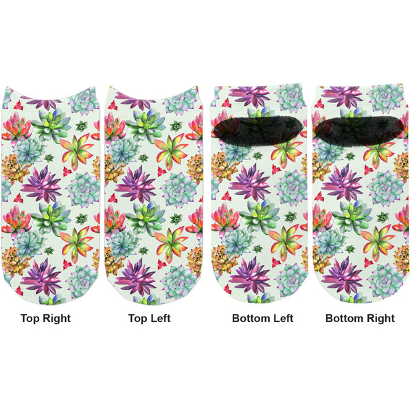 Succulents Adult Ankle Socks - Double Pair - Front and Back - Apvl