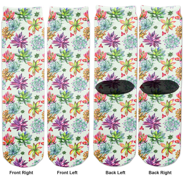 Succulents Adult Crew Socks - Double Pair - Front and Back - Apvl