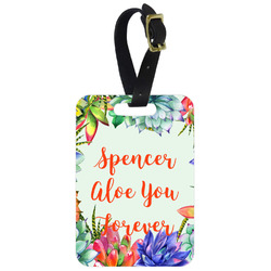 Succulents Metal Luggage Tag w/ Name or Text
