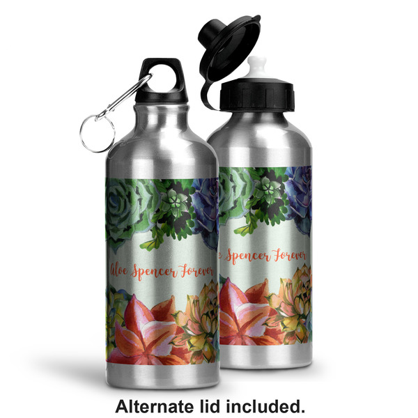 Succulents Aluminum Water Bottle - Alternate lid options