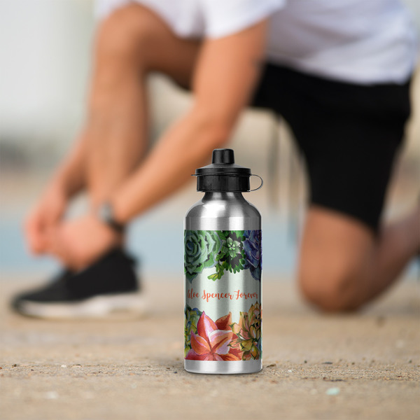 Succulents Aluminum Water Bottle - Silver LIFESTYLE