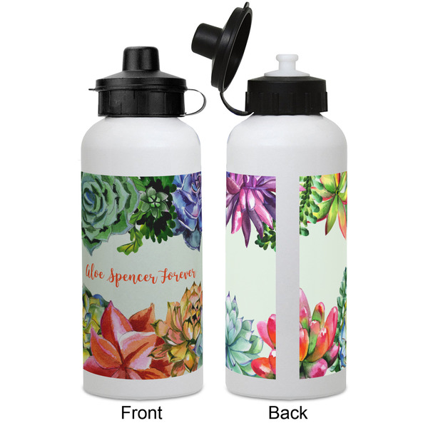 Succulents Aluminum Water Bottle - White APPROVAL
