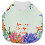 Succulents Jersey Knit Baby Bib w/ Name or Text