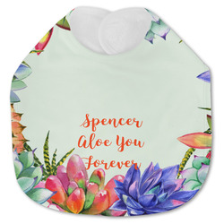 Succulents Jersey Knit Baby Bib w/ Name or Text