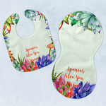 Succulents Baby Bib & Burp Set w/ Name or Text