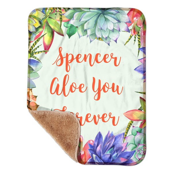 Custom Succulents Sherpa Baby Blanket - 30" x 40" w/ Name or Text