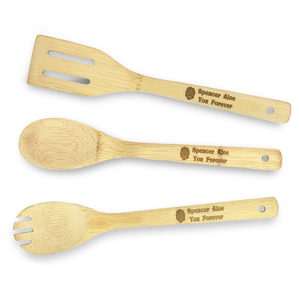 Custom Succulents Bamboo Cooking Utensil Set - Double Sided (Personalized)