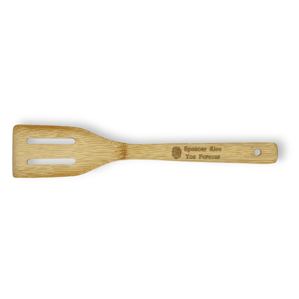 Succulents Bamboo Slotted Spatulas - Double Sided - FRONT