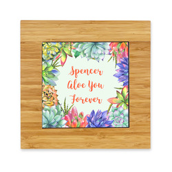 Succulents Bamboo Trivet with Ceramic Tile Insert (Personalized)