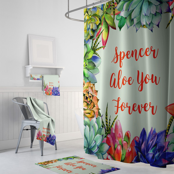 Succulents Bath Towel Sets - 3-piece - In Context