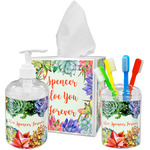 Succulents Acrylic Bathroom Accessories Set w/ Name or Text