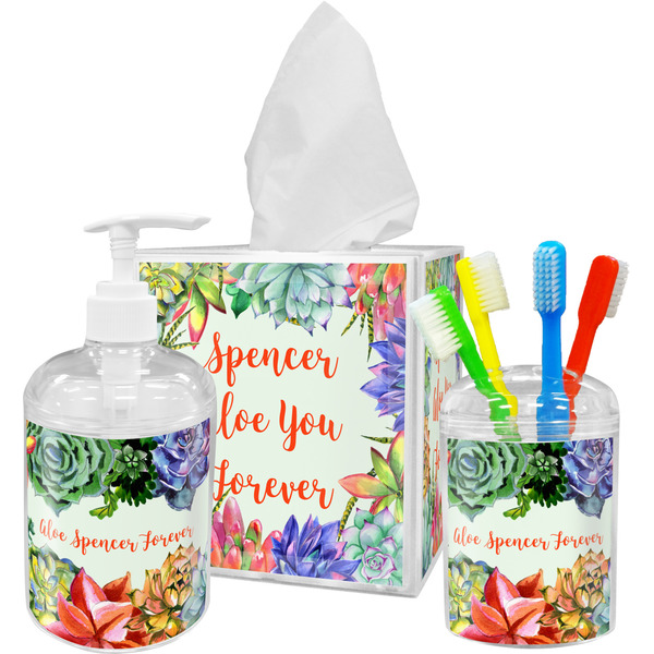 Succulents Bathroom Accessories Set (Personalized)