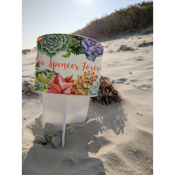 Succulents Beach Spiker white on beach with sand