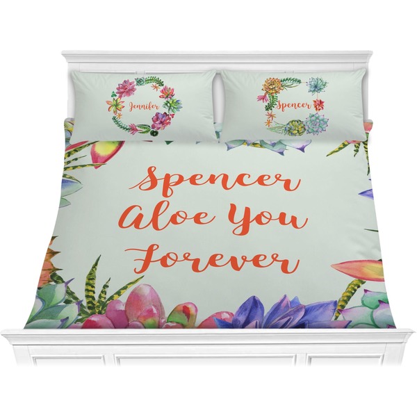 Custom Succulents Comforter Set - King (Personalized)